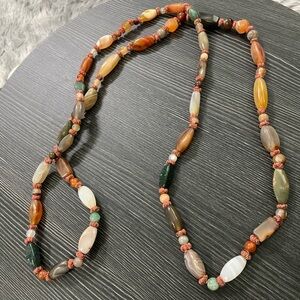 Handcrafted long Multicolor Agate Bead Necklace - Women Jewelry